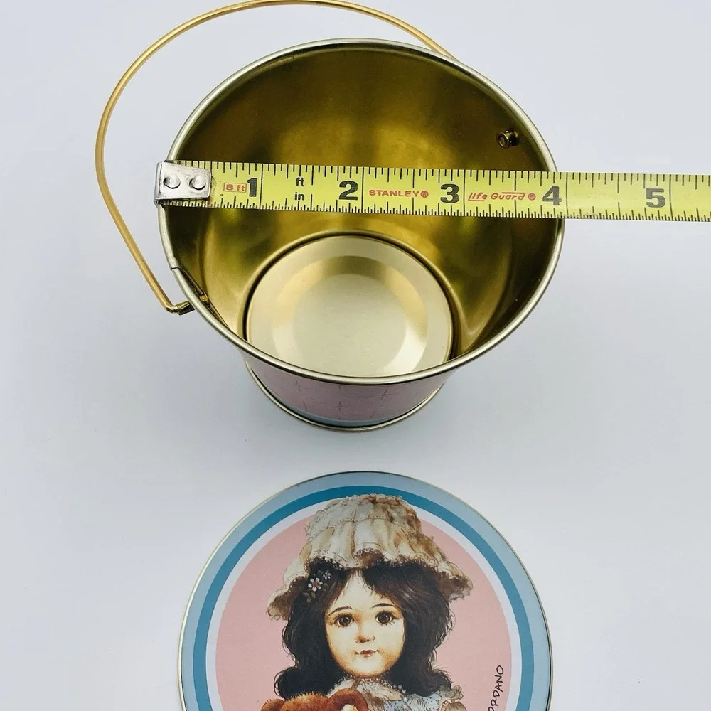 Vintage 1987‎ Giordano Art Ltd Victoria H3845 Metal Pail Tin Teddy Bear Bucket